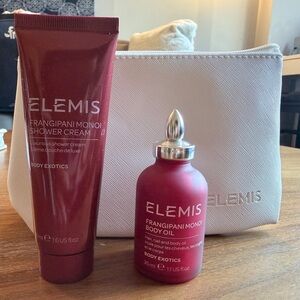 ELEMIS Frangipani Monoi Shower Cream and Body Oil with Cream Pouch